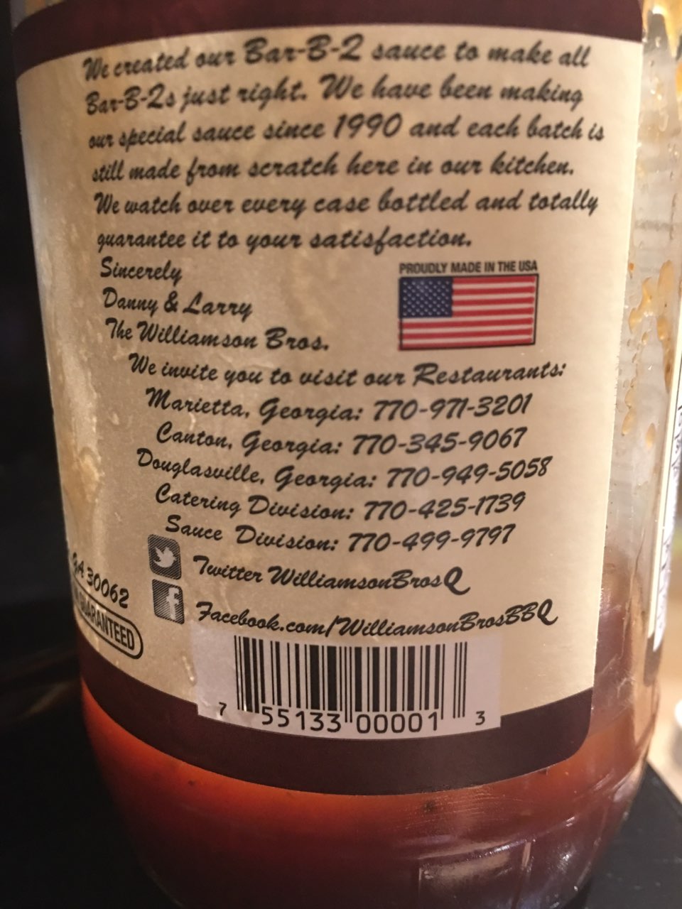 Sticky Fingers Barbecue Sauce, Carolina Sweet, Original Calories
