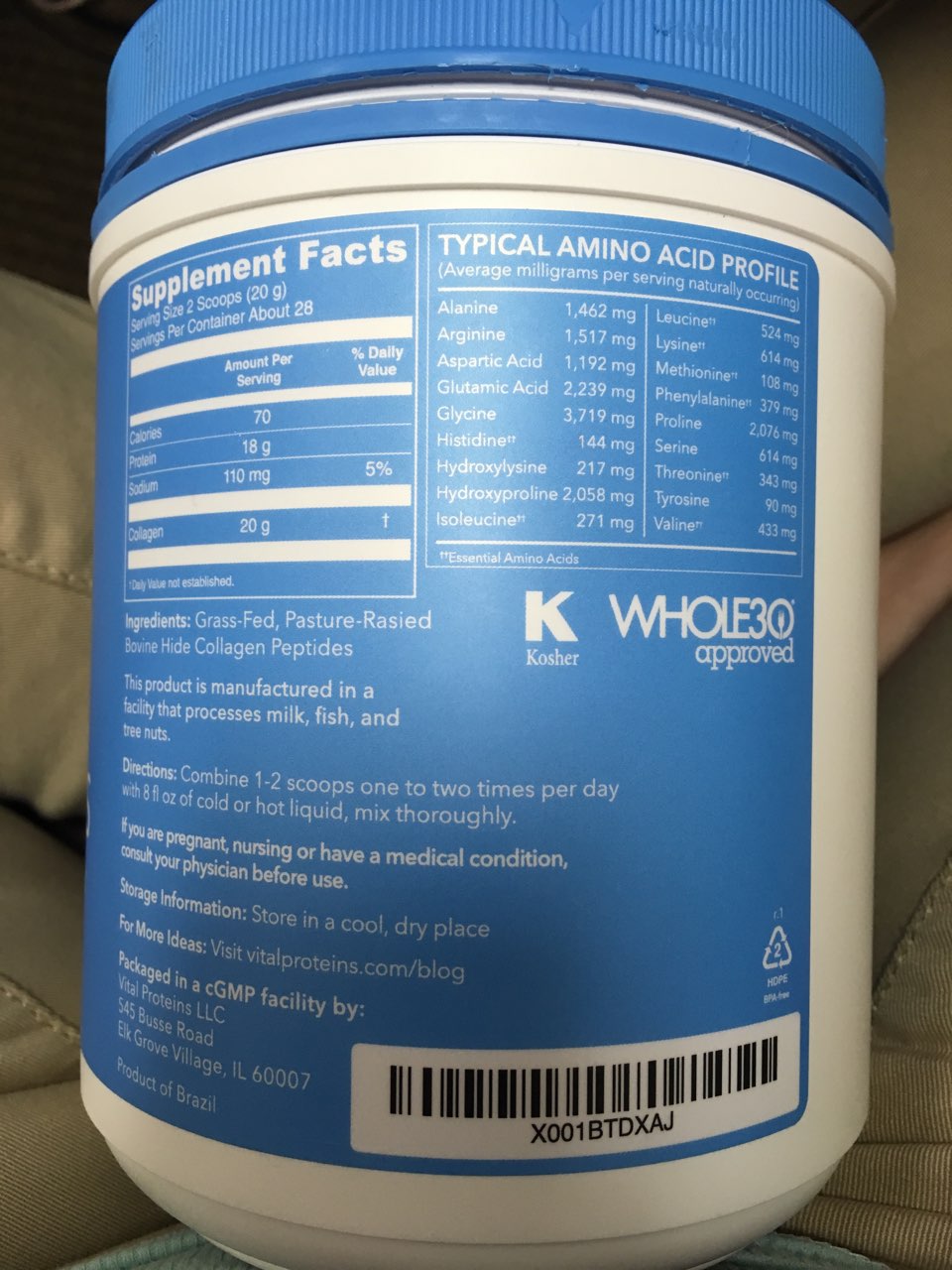 Vital Proteins Collagen Peptides, Unflavored, Dietary Supplement