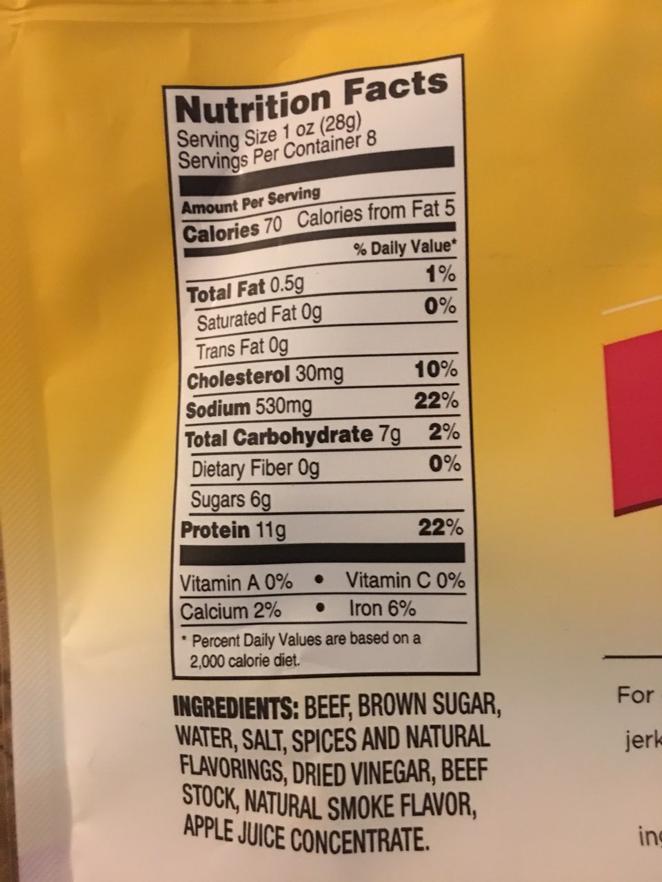 Pacific Gold Original Beef Jerky Calories Nutrition Analysis More 