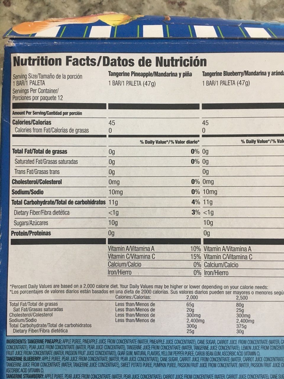 Nestle Outshine, Fruit And Veggie Bars, Kids Calories, Nutrition