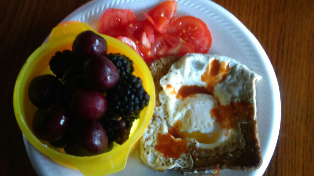 breakfast....moving towards more well rounded meals...cooked an egg