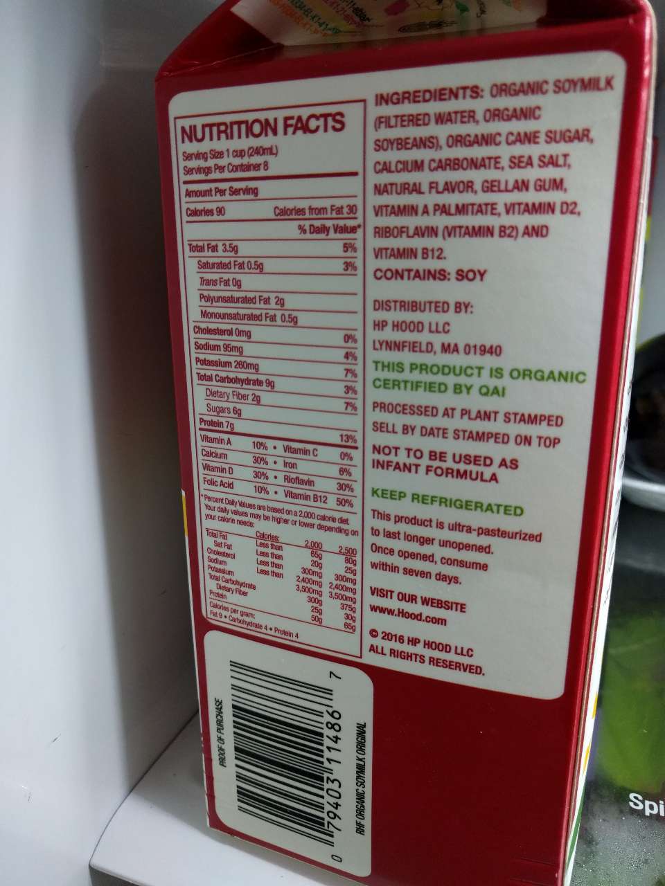 Rolling Hills Farm Soymilk, Original Calories, Nutrition Analysis