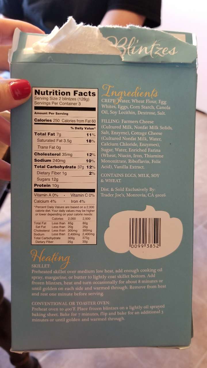 Trader Joe's Cheese Blintzes Calories, Nutrition Analysis & More