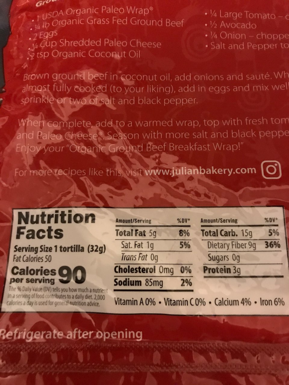 Paleo Wraps Calories, Nutrition Analysis & More Fooducate