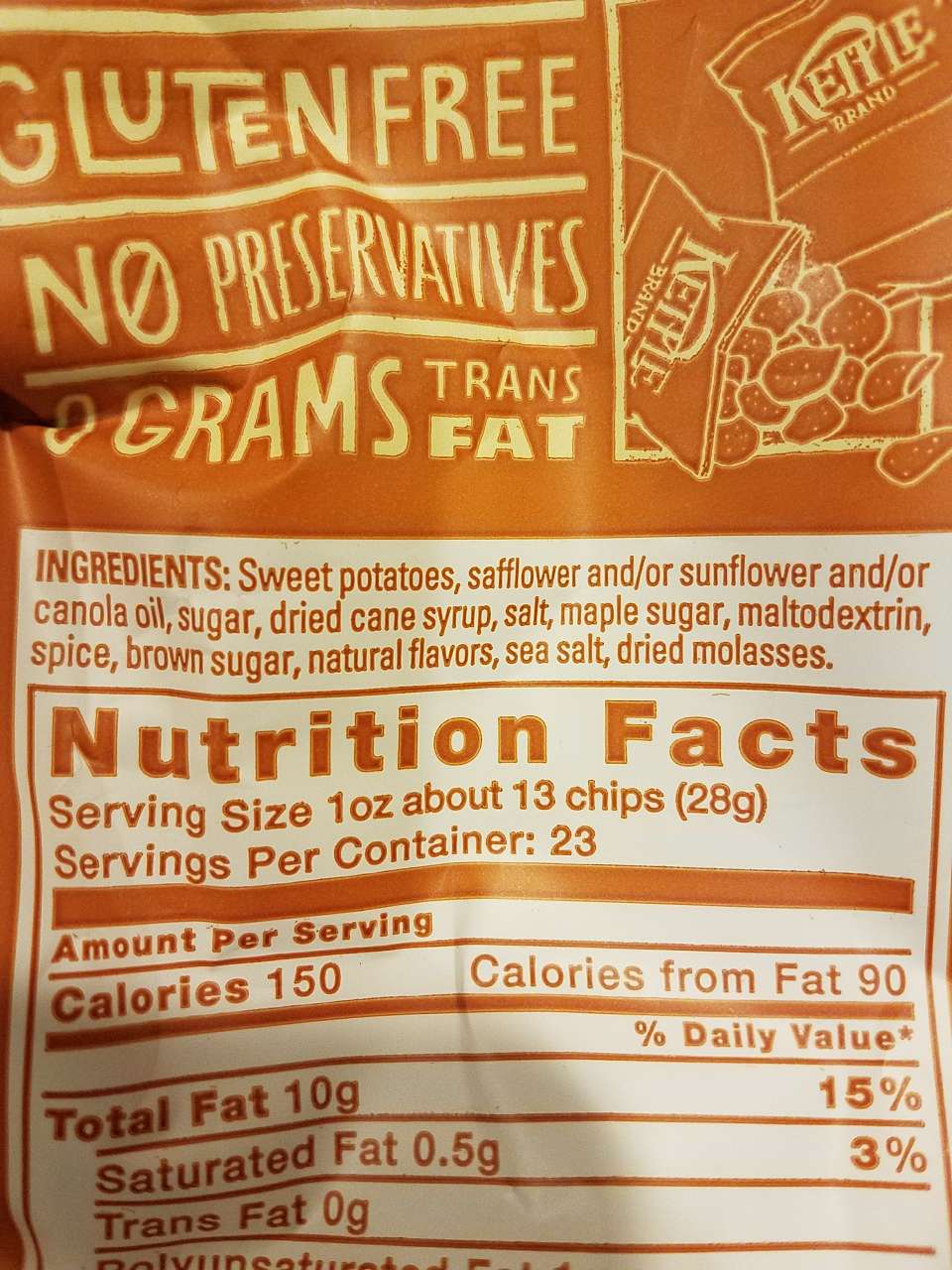 Kettle Uprooted Real Vegetable Chips, Sweet Potato Pie Calories