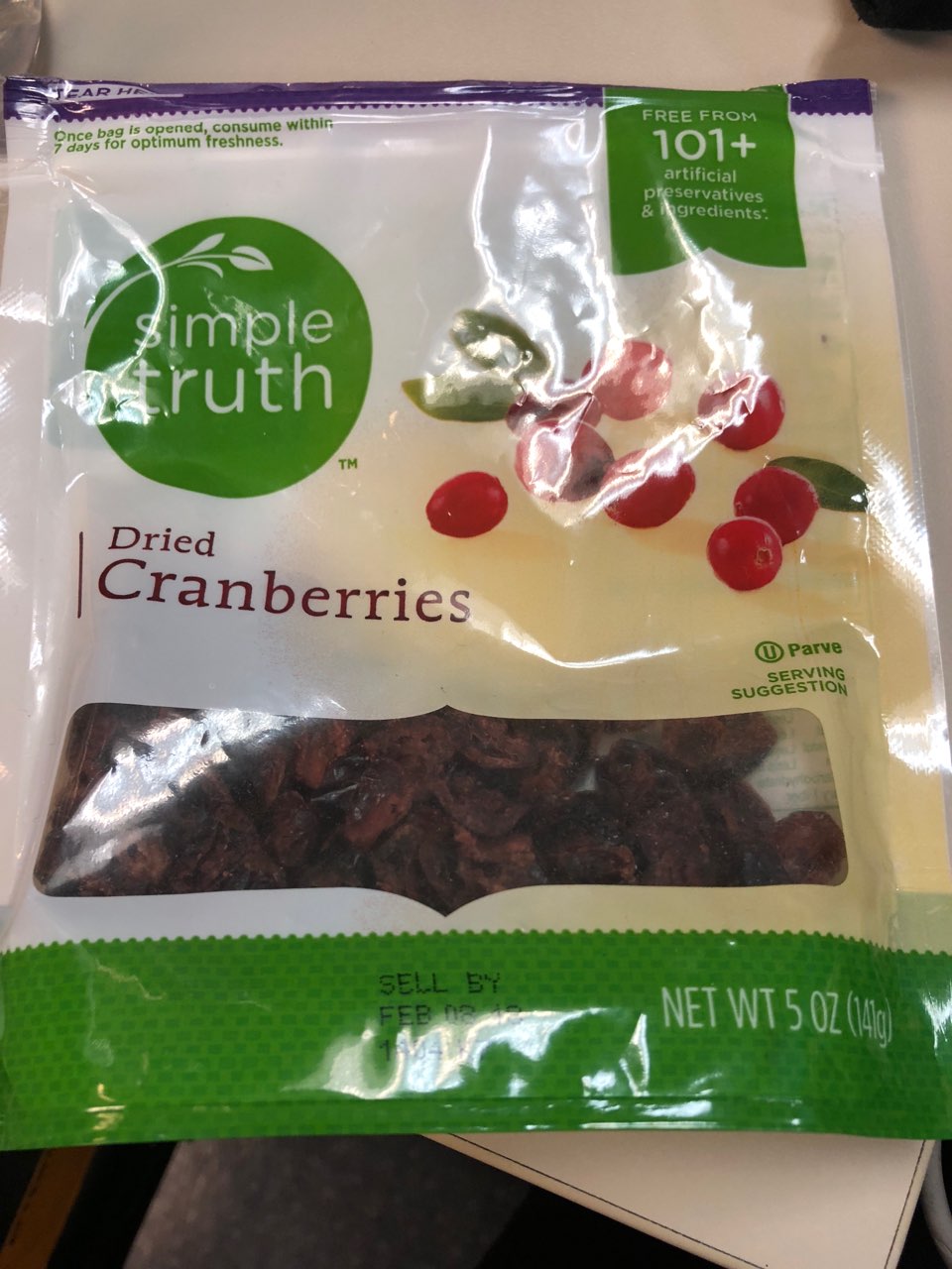 Naturally Preferred Dried Cranberries Calories, Nutrition Analysis