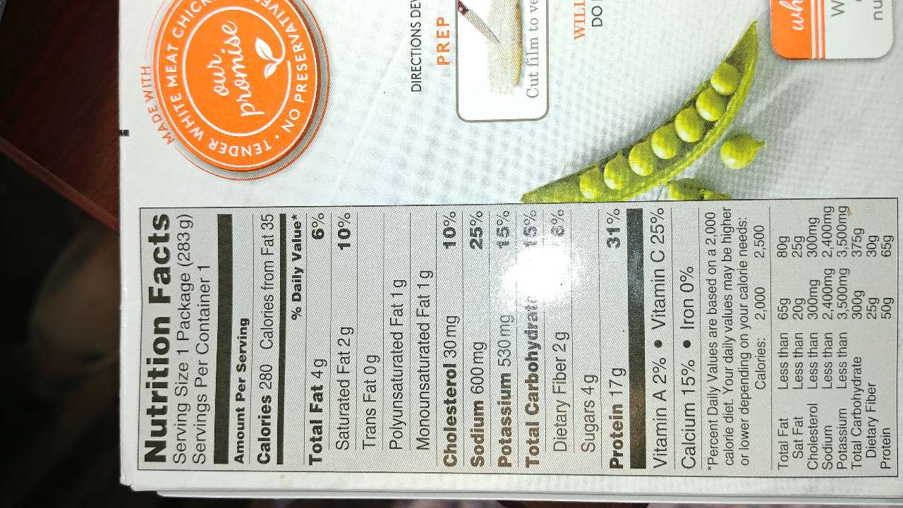 This is a photo of Impeccable Lean Cuisine Ingredients Label It is an image of Impeccable Lean Cuisine Ingredients Label
