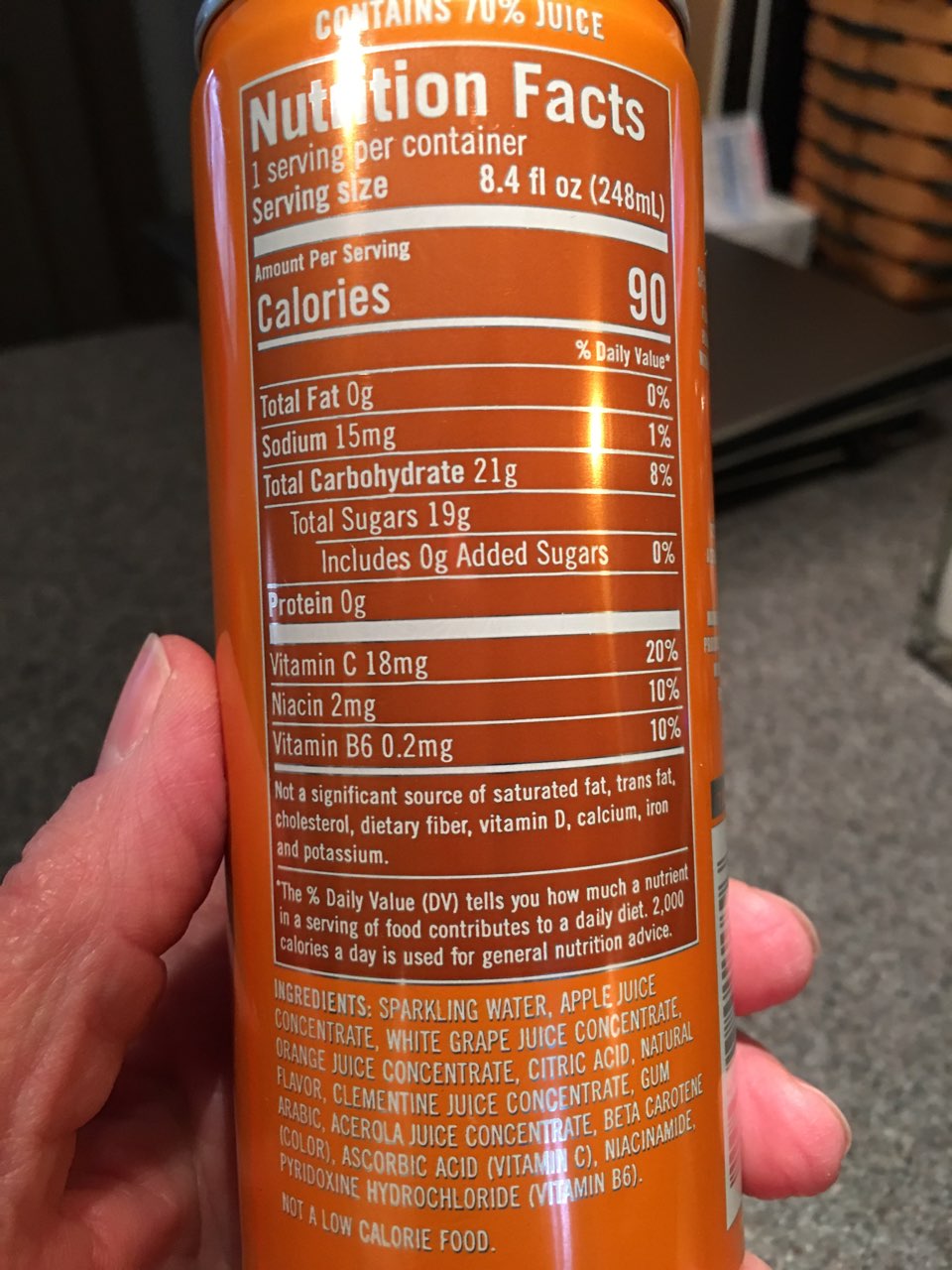 Izze Juice Beverage, Sparkling Clementine Calories, Nutrition Analysis