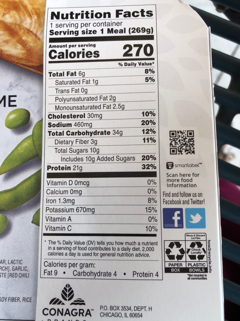 Healthy Choice Cafe Steamers, Asian Kung Pao Chicken Calories