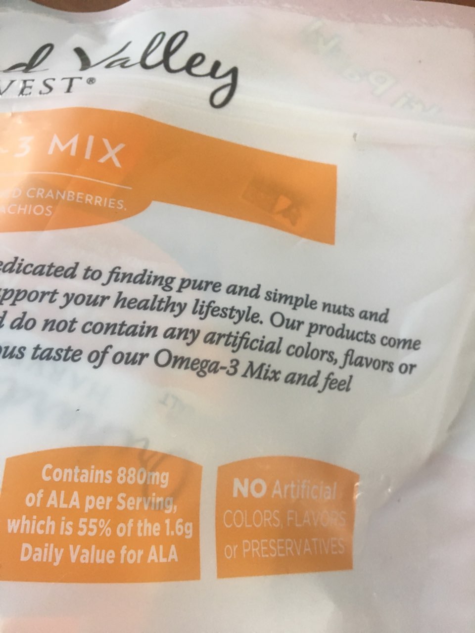 Orchard Valley Harvest Omega3 Mix Calories, Nutrition Analysis & More