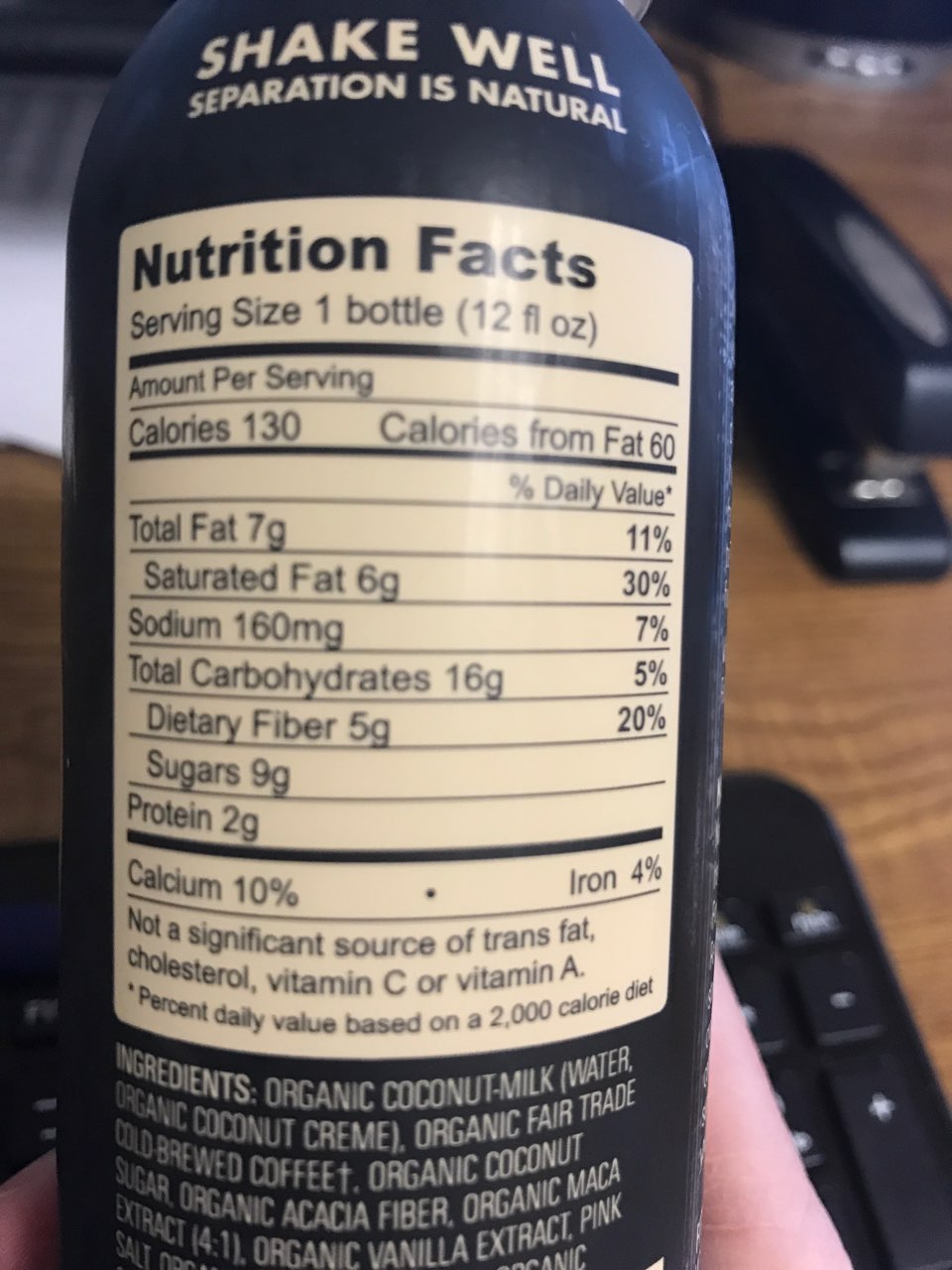 Super Rebbl Herbs Maca Cold Brew Coffee with Coconut Milk Calories