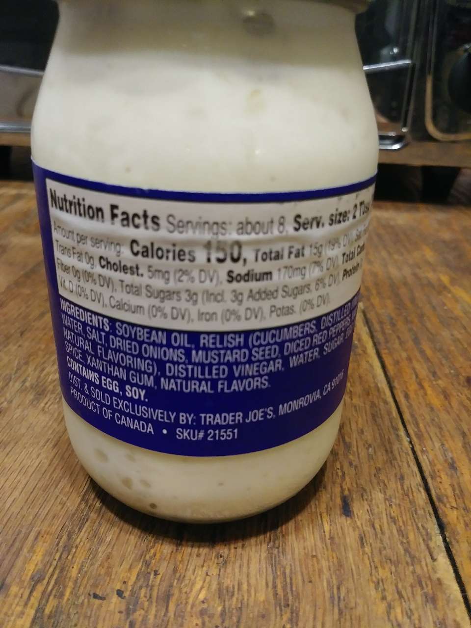 Trader Joe's Tartar Sauce Calories, Nutrition Analysis & More Fooducate