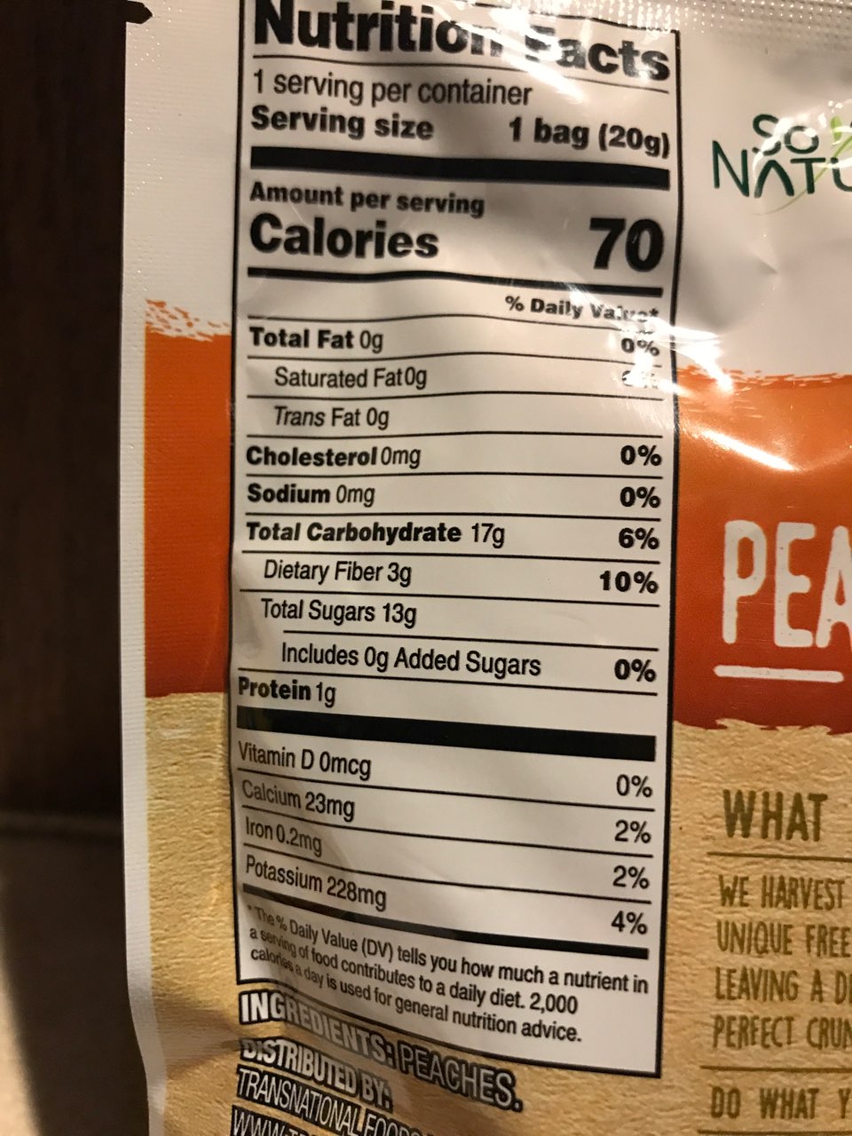 So Natural Peach Freeze Dried Slices Calories, Nutrition Analysis