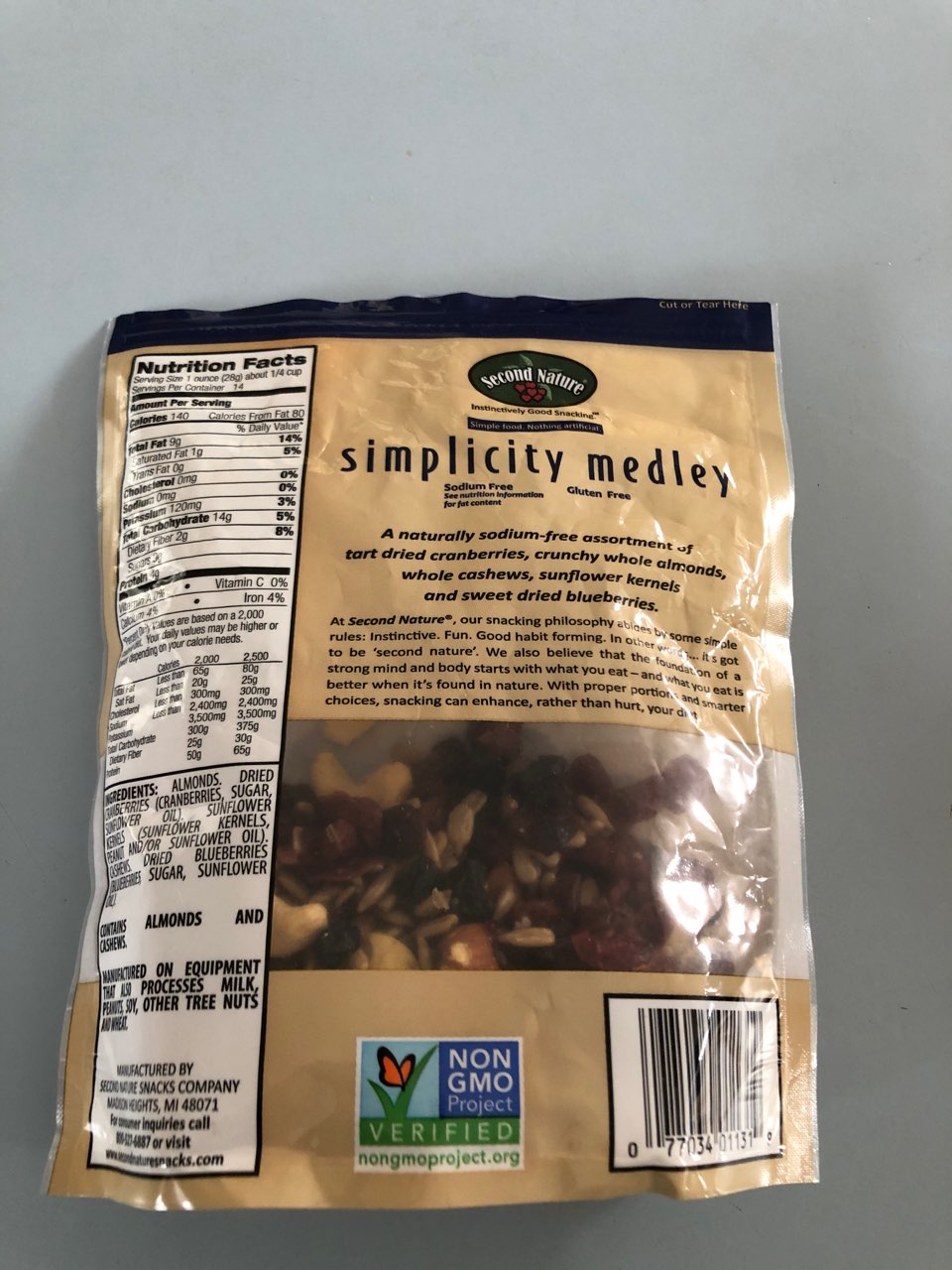 Second Nature Trail Mix, Simplicity Medley Calories, Nutrition