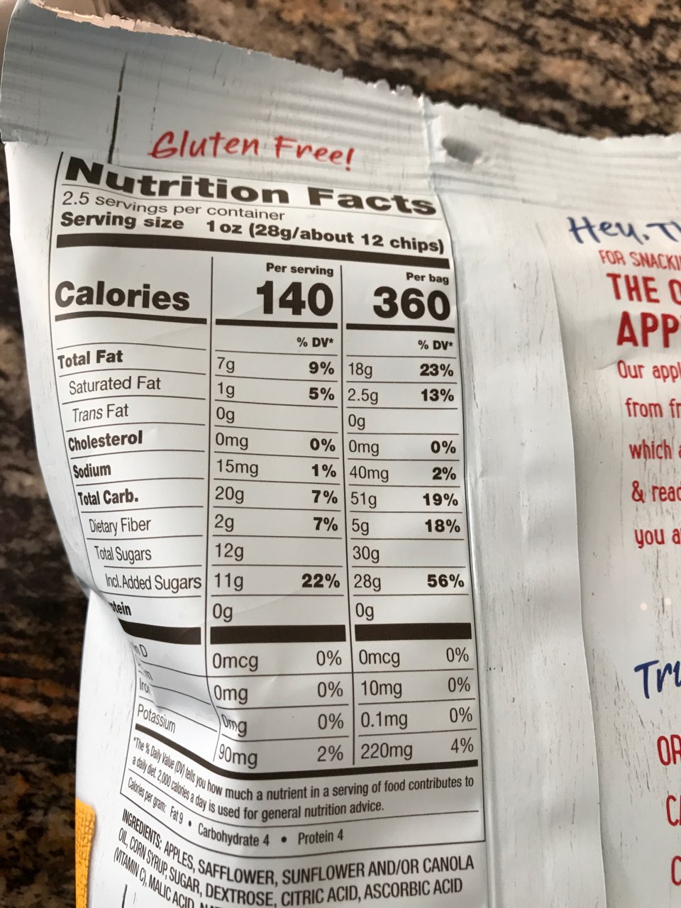 Seneca Crispy Apple Chips, Golden Delicious Calories, Nutrition