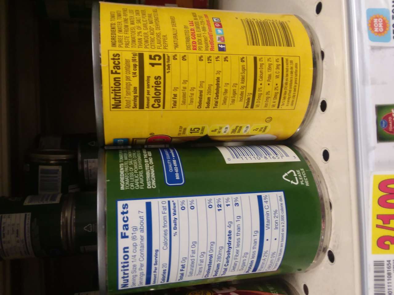 Red Gold Tomato Sauce, Calories, Nutrition Analysis & More Fooducate