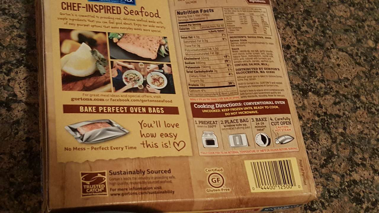 Gorton's Simply Bake Salmon, Roasted Garlic and Butter Calories