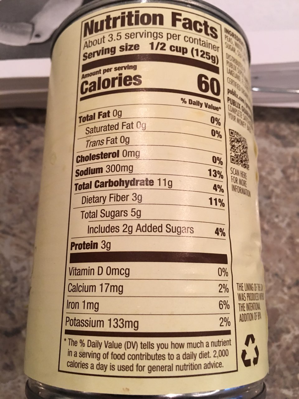 Publix Greenwise Market Organic Sweet Peas Calories, Nutrition