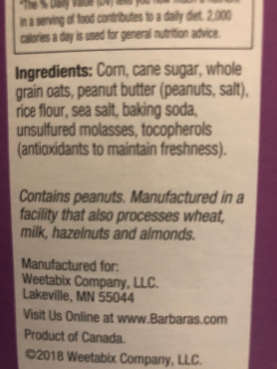 Barbara's Cereal, Puffins, Peanut Butter Calories, Nutrition Analysis & More Fooducate