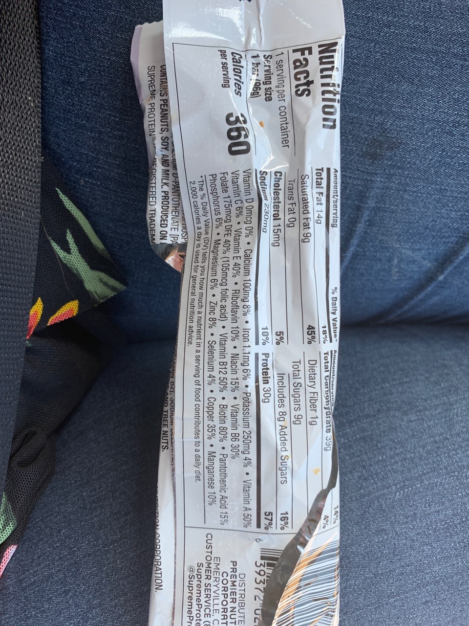 Supreme Protein Protein Bar, Peanut Butter & Jelly Calories, Nutrition