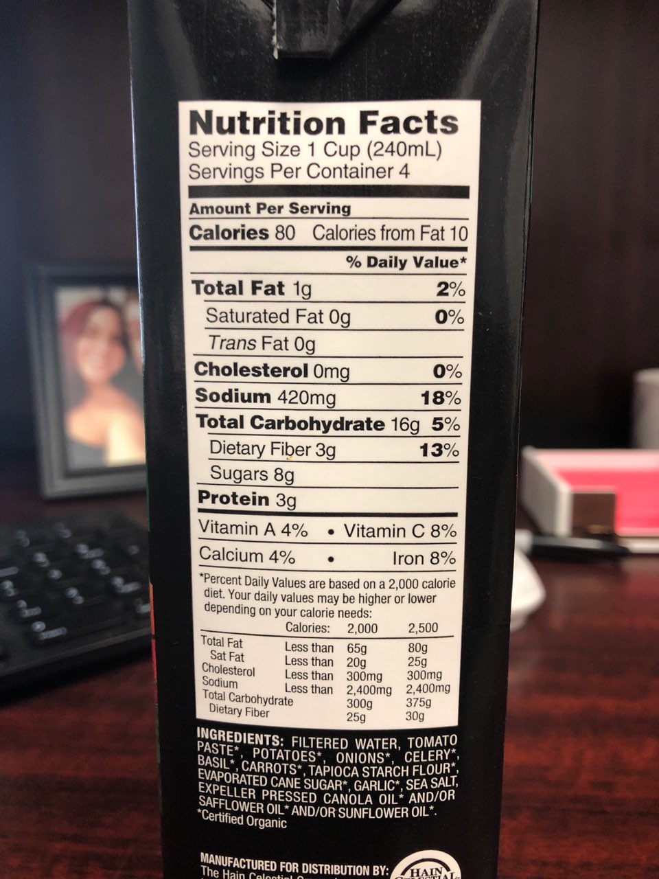 Imagine Creamy Soup, Tomato Basil, Organic Calories, Nutrition