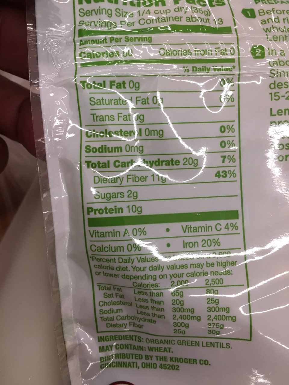 Simple Truth Organic Green Lentils Calories, Nutrition Analysis & More