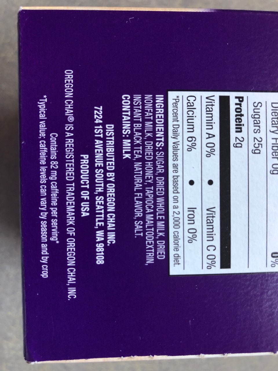 Oregon Chai Chai Tea Latte Mix, Black Tea Honey Vanilla & Spices