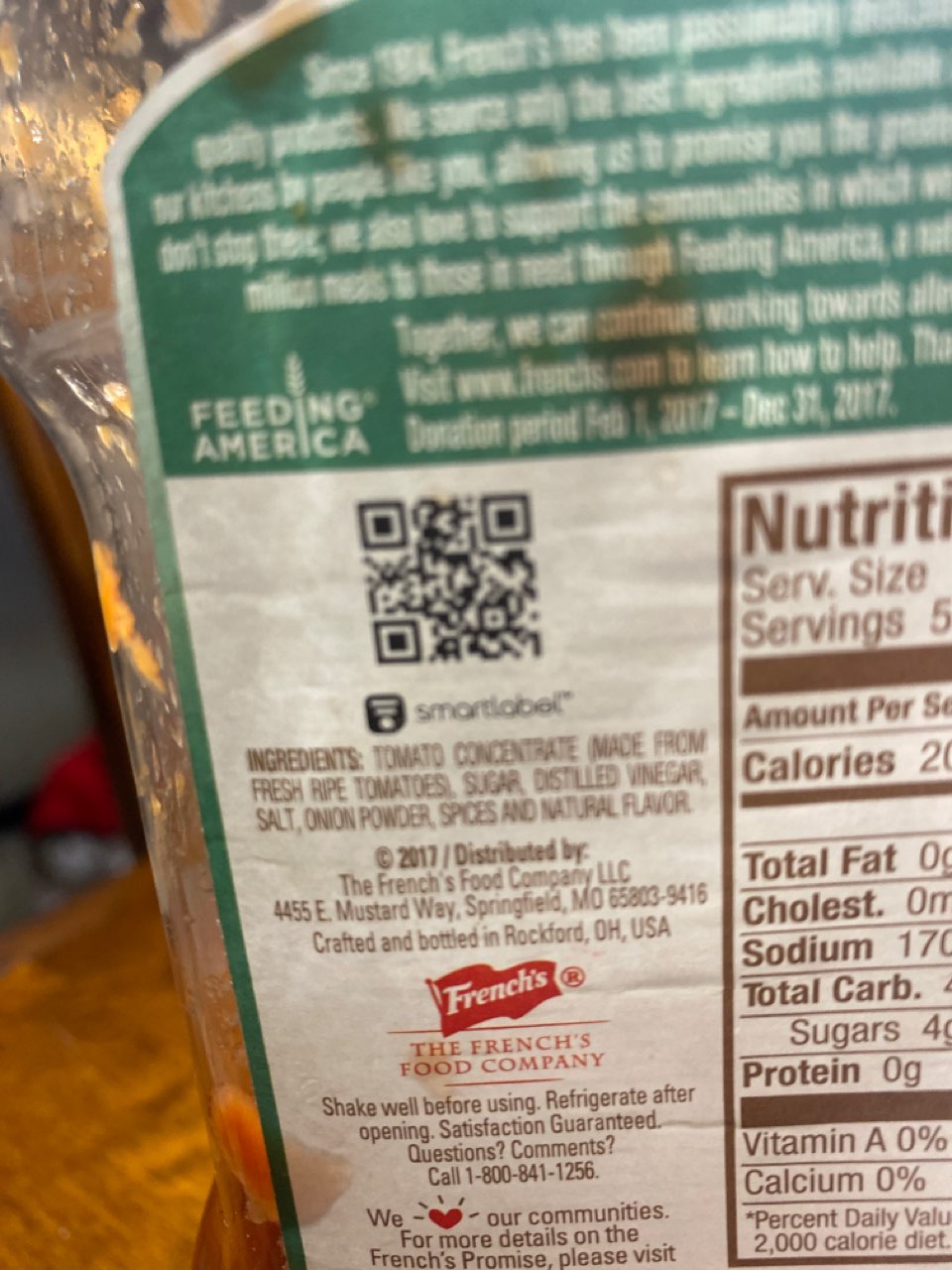 French's Tomato Ketchup Calories, Nutrition Analysis & More Fooducate