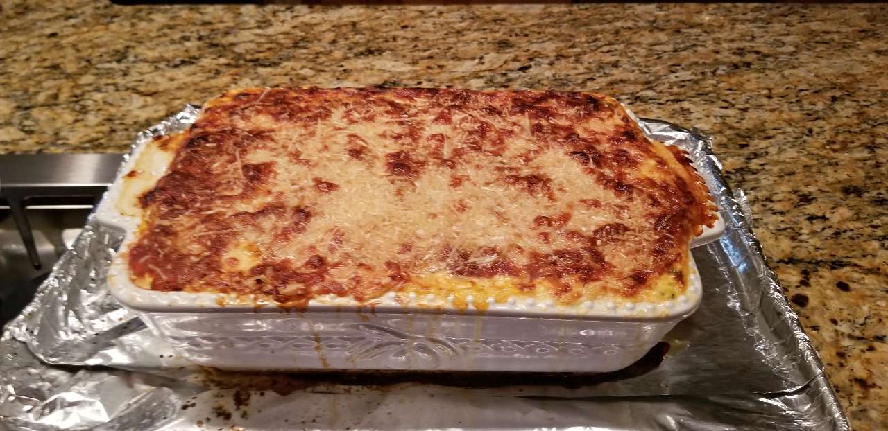 Just look at this beauty right out of the oven! Vegetarian Lasagna