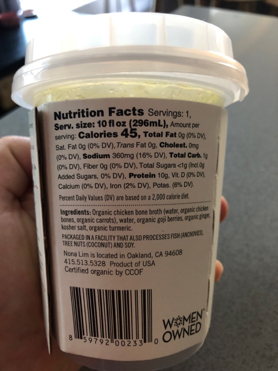 Nona Lim Chicken Turmeric Bone Broth Calories, Nutrition Analysis