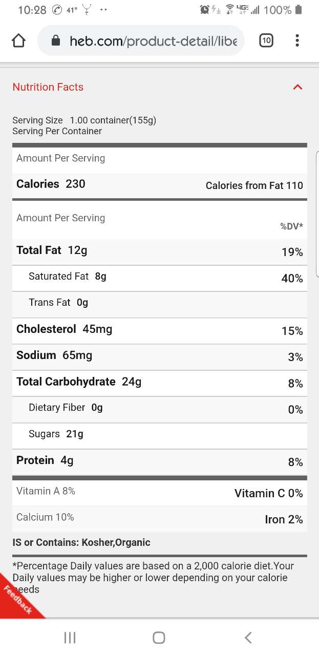 Liberte Yogurt, Whole Milk, Philippine Coconut Calories, Nutrition