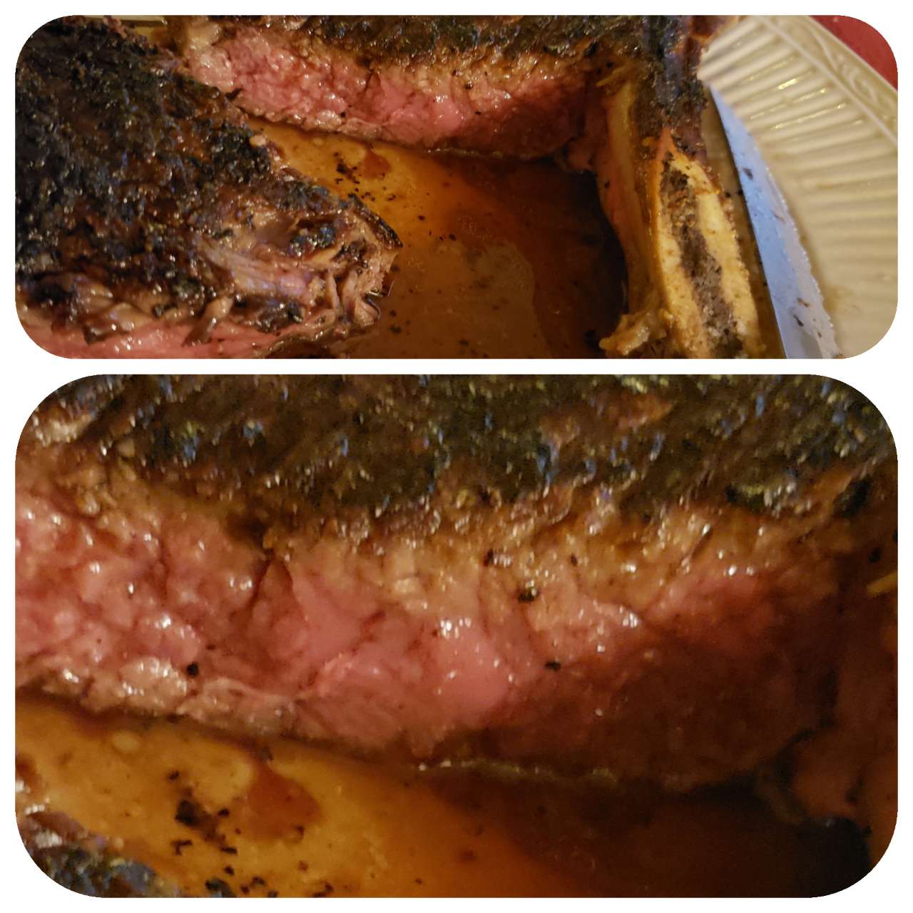 Tbone steaks! Such delicious protein cooked to perfection in a cast iron skillet. Char on the