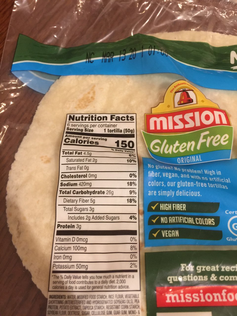 Mission Tortillas, Gluten Free, Original: Calories, Nutrition Analysis ...