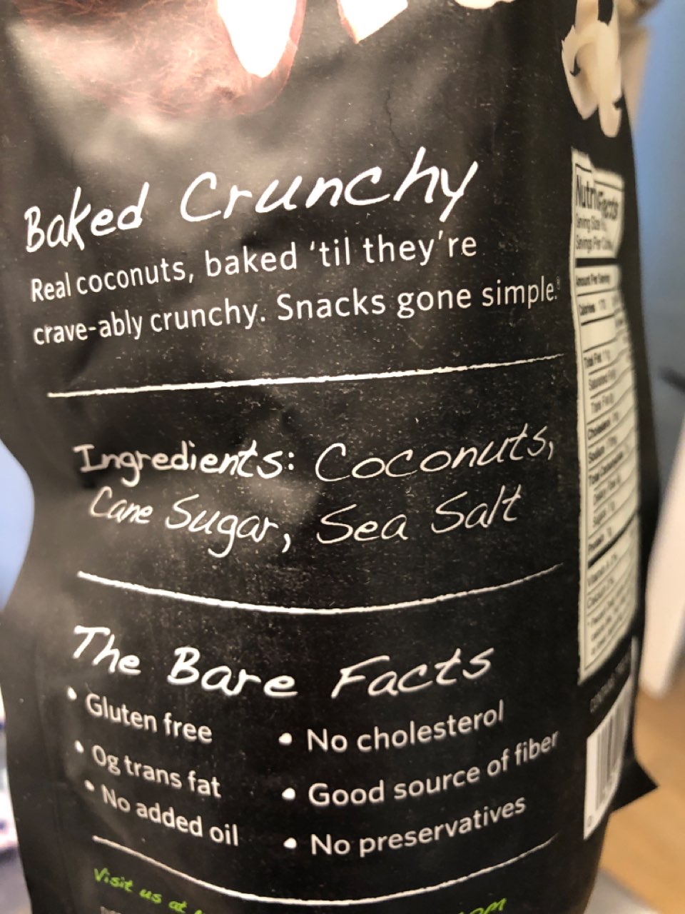 Bare Coconut Chips, Toasted, Baked Crunchy Calories, Nutrition