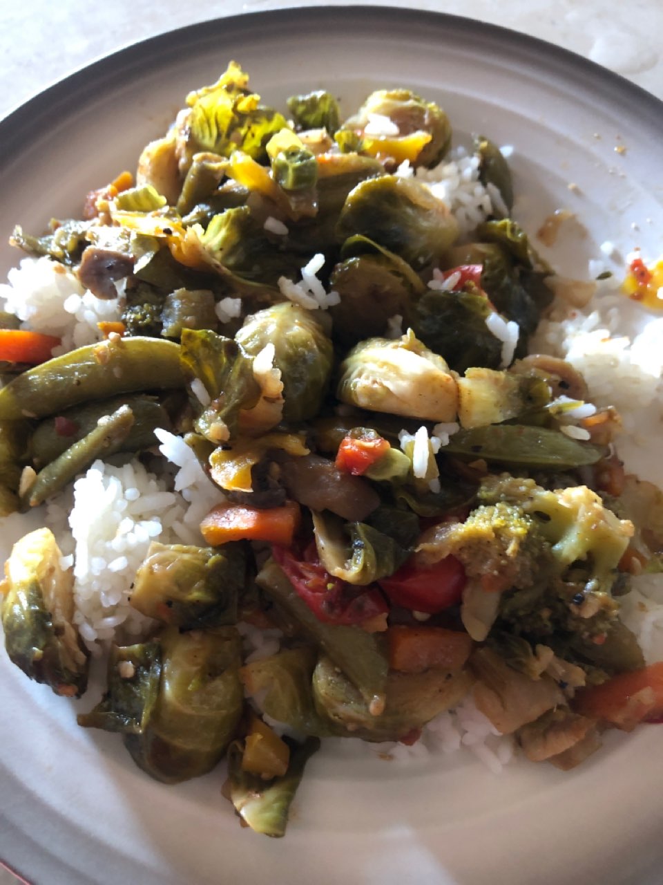 Brussels sprouts with Vegetable stir fry Directions, calories