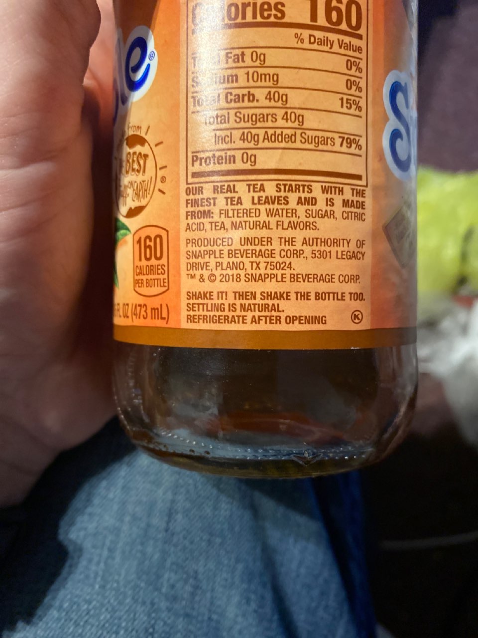 Snapple Iced Tea, Peach Calories, Nutrition Analysis & More Fooducate