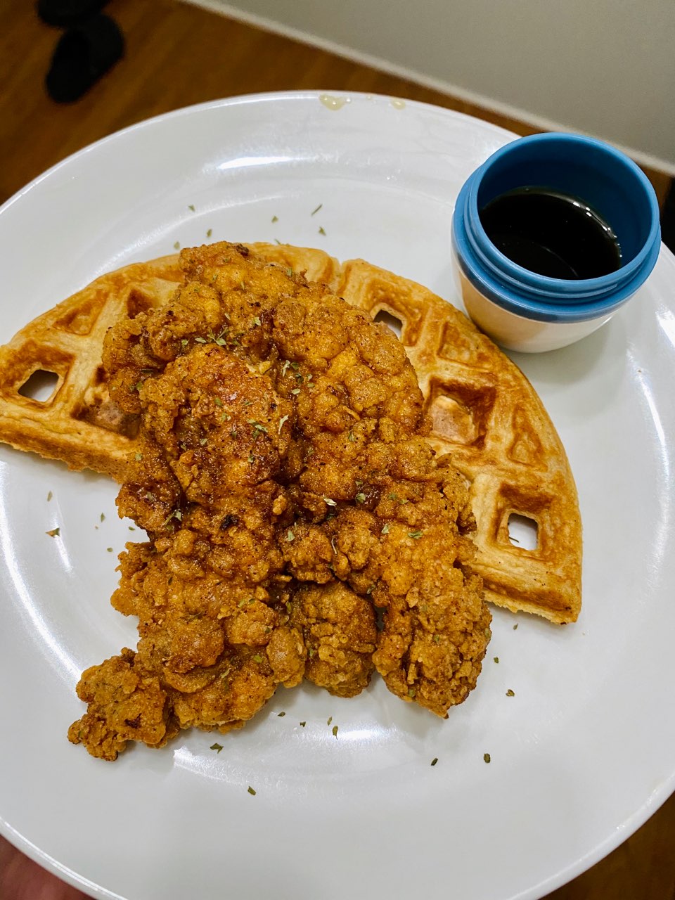 Homemade chicken and waffles to SHARE! It’s a treat.. I haven’t eaten