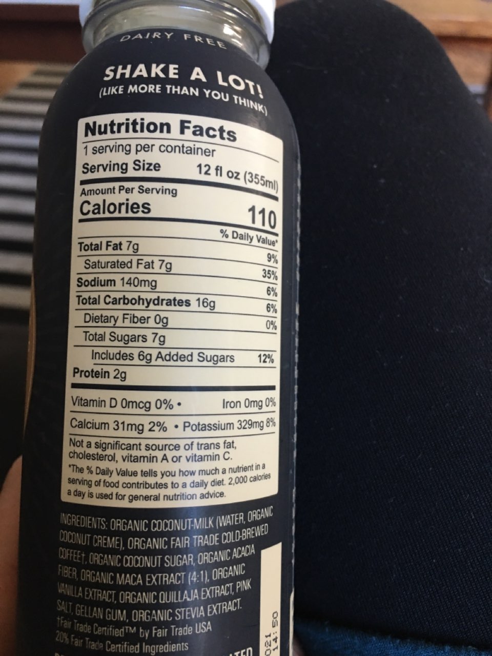 Super Rebbl Herbs Maca Cold Brew Coffee with Coconut Milk Calories