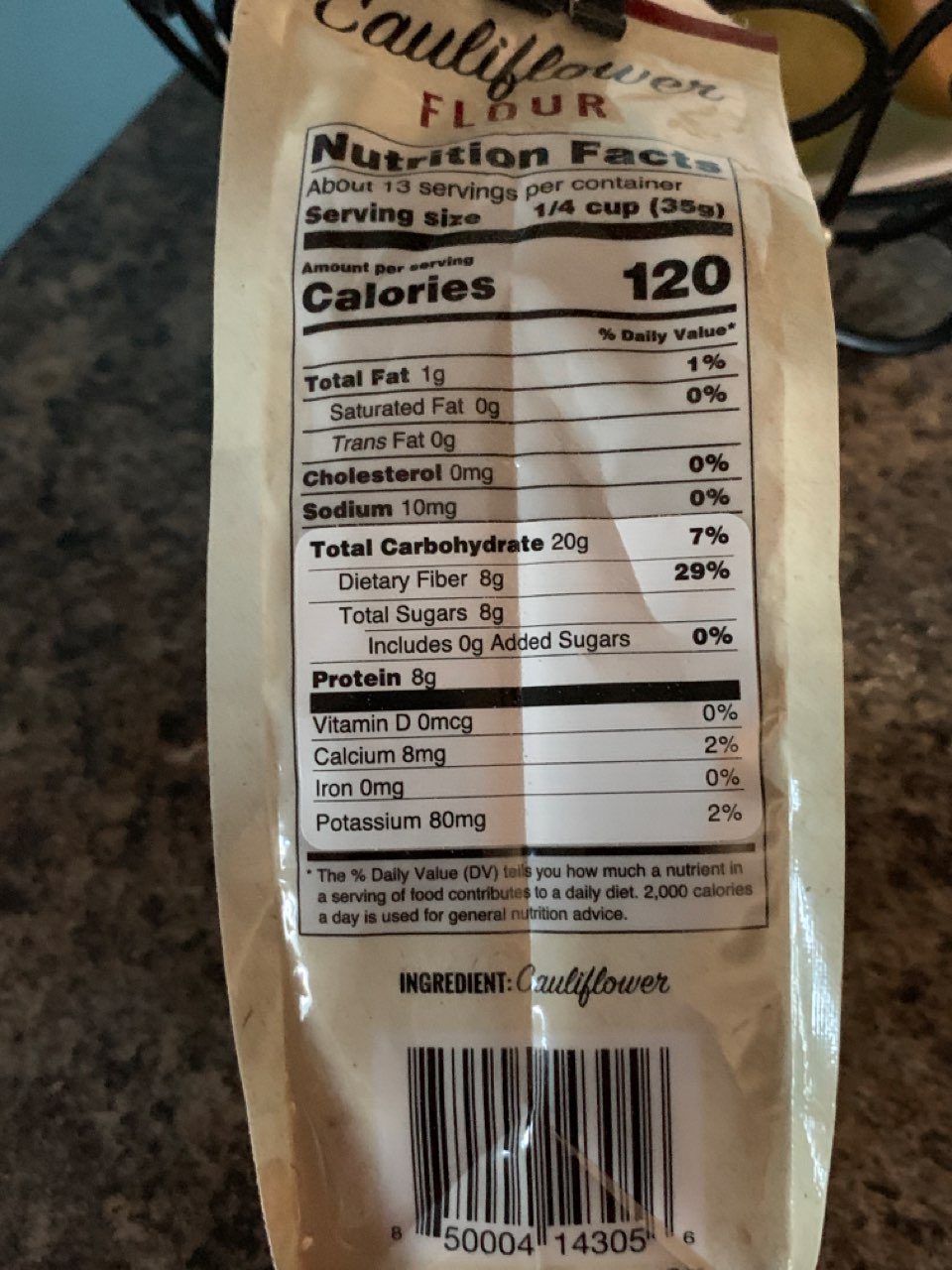 Just About Foods Cauliflower Flour Calories, Nutrition Analysis & More Fooducate