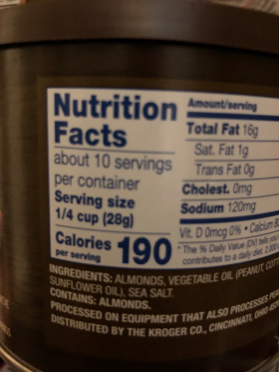 Kroger Almonds, Salted Calories, Nutrition Analysis & More Fooducate
