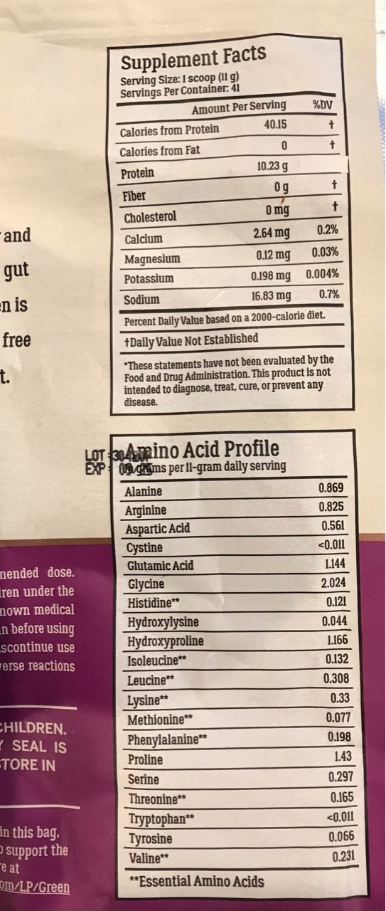 Live Well Collagen Peptides, Dietary Supplement Calories, Nutrition