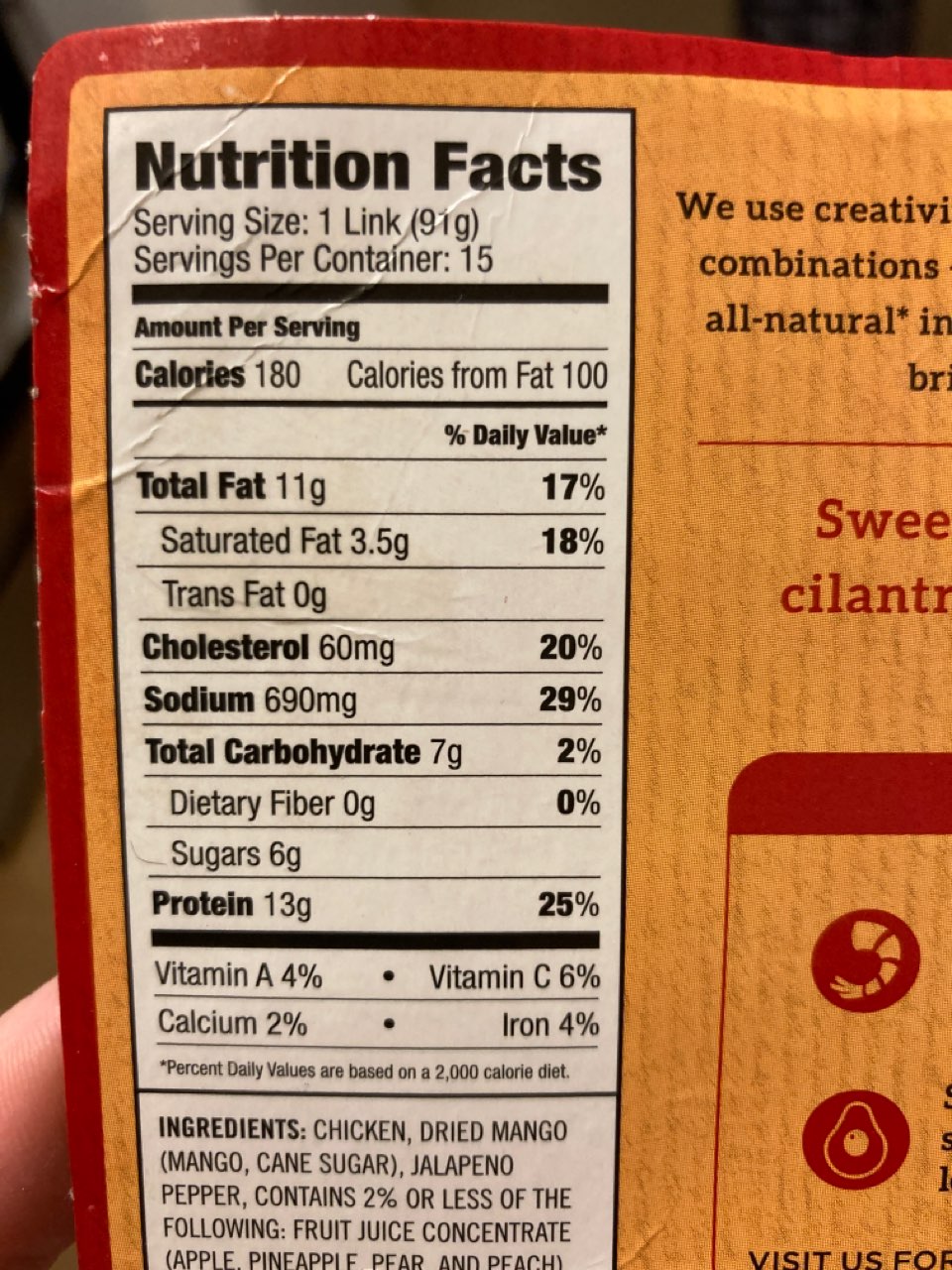 Chef Bruce Aidells Spicy Mango With Jalapeno Smoked Chicken Sausage