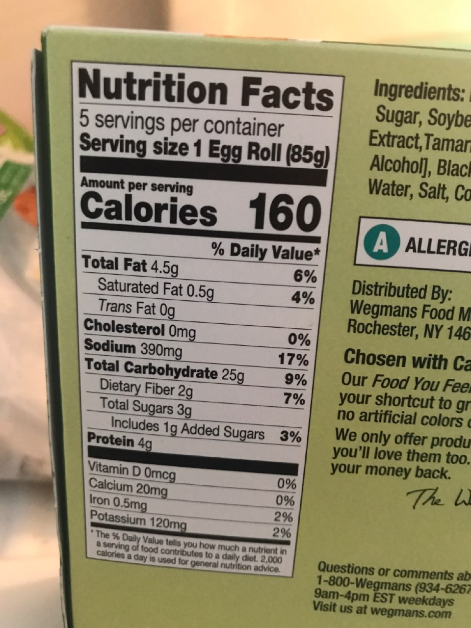 Wegmans Egg Rolls, Vegetable Calories, Nutrition Analysis & More