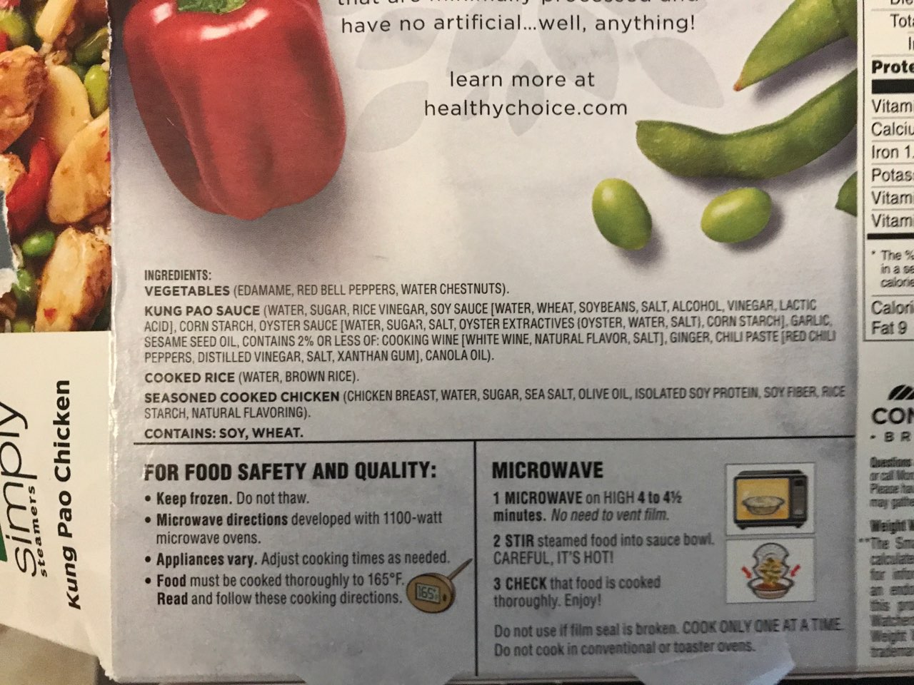 Healthy Choice Cafe Steamers, Asian Kung Pao Chicken Calories