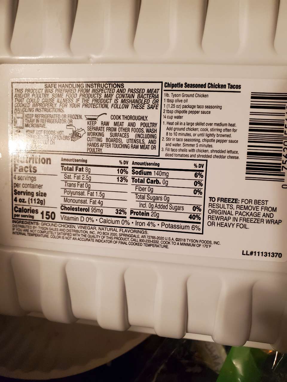 Tyson Ground Chicken Calories, Nutrition Analysis & More Fooducate