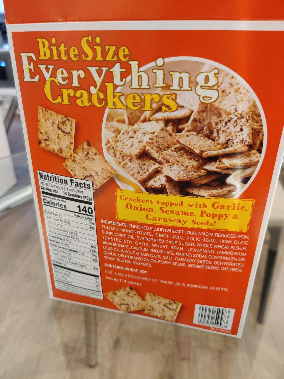 Trader Joe's Crackers, Bite Size Everything Calories, Nutrition Analysis & More Fooducate