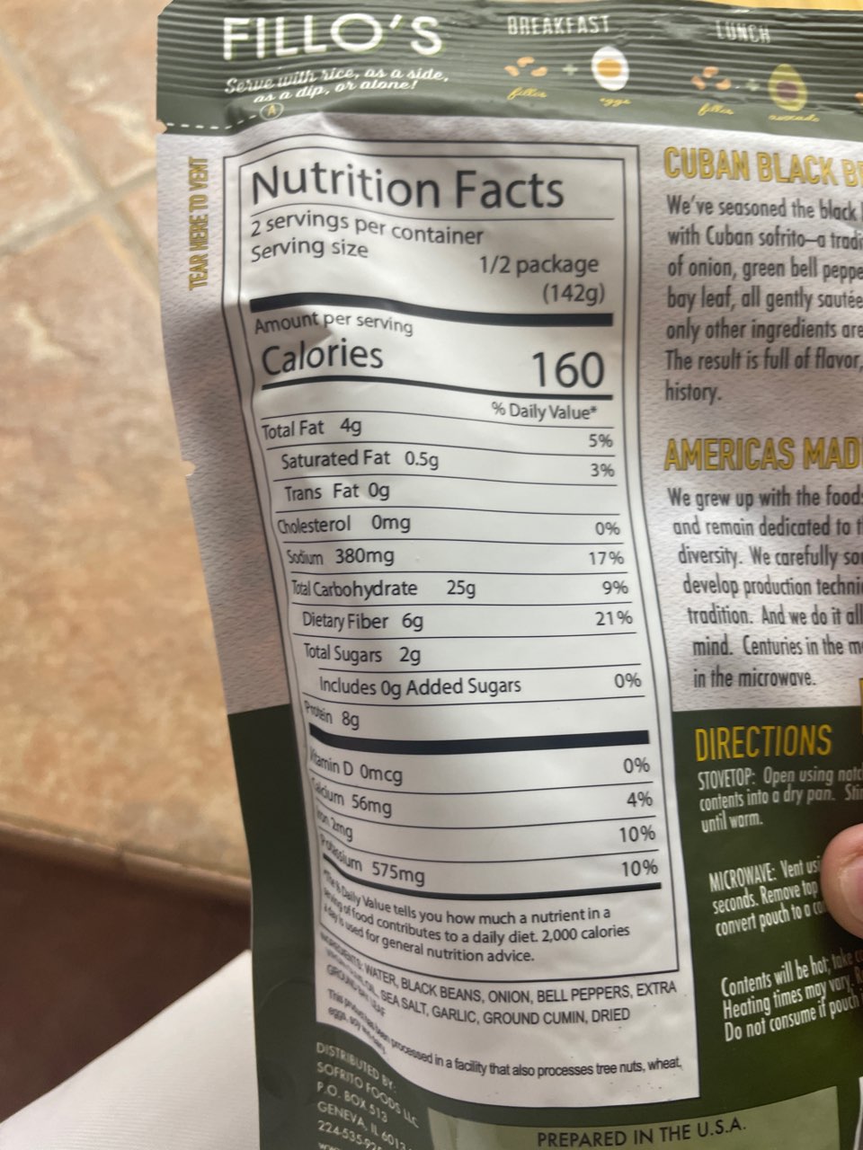 Fillo's Beans And Sofrito, Cuban Black Beans Calories, Nutrition