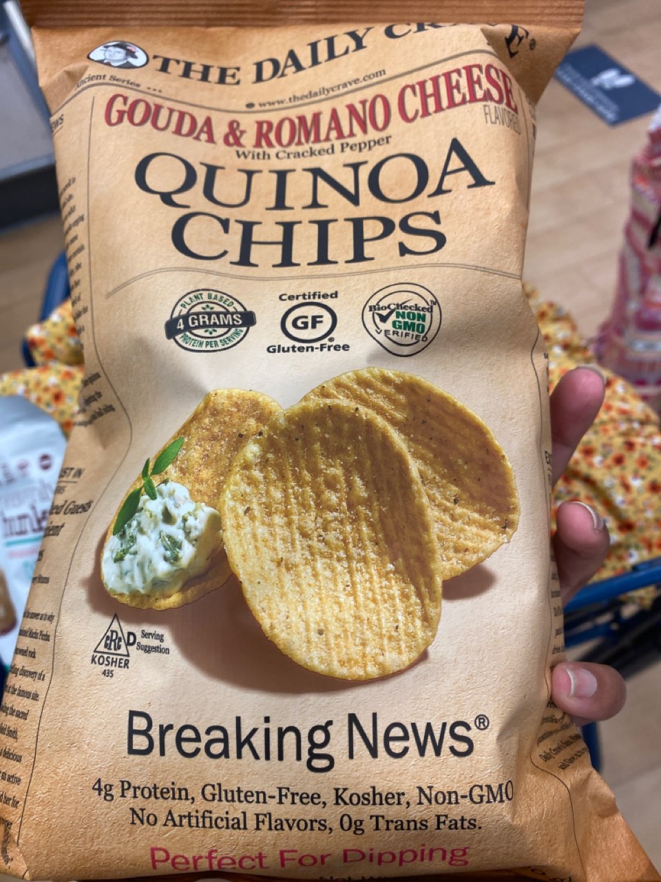 The Daily Crave Quinoa Chips, Gouda & Romano Cheese Calories