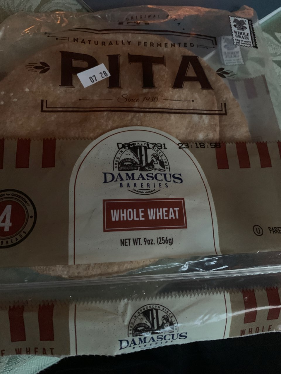 Damascus Bakeries All Natural Pitas 4 Whole Wheat, Flatbread Calories