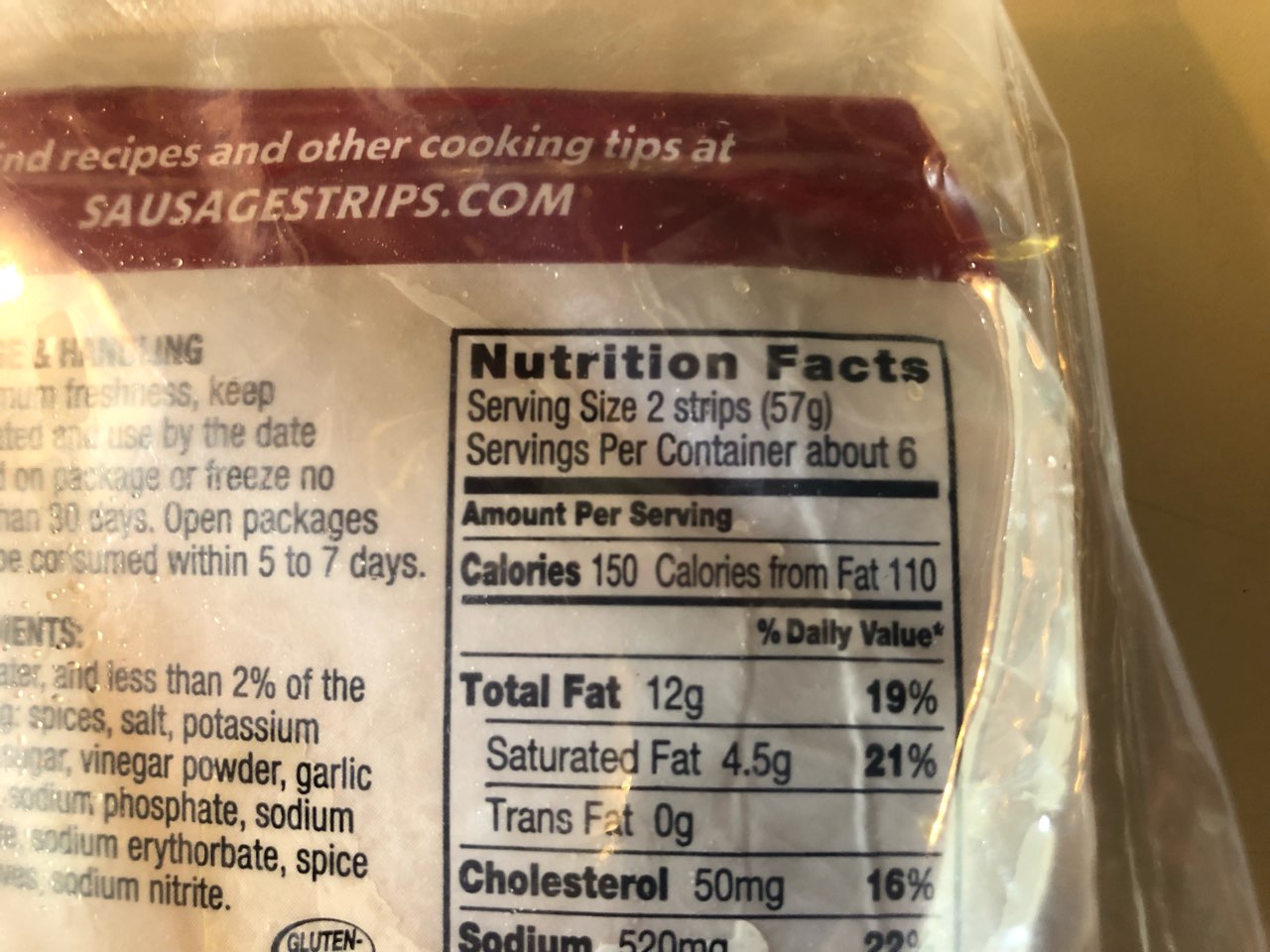 Johnsonville Chorizo, Sausage Strips Calories, Nutrition Analysis
